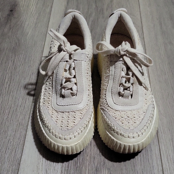 Dolce Vita X Satorisan Cream Knit Lace-Up Sneakers Size 7.5 - Picture 2 of 5